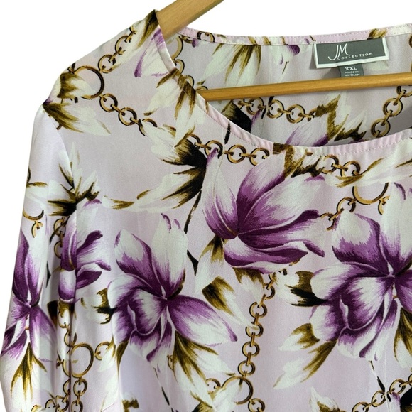 JM Collection Womens Printed Statement-Sleeve Blouse Size 2X Purple Floral - Picture 4 of 12